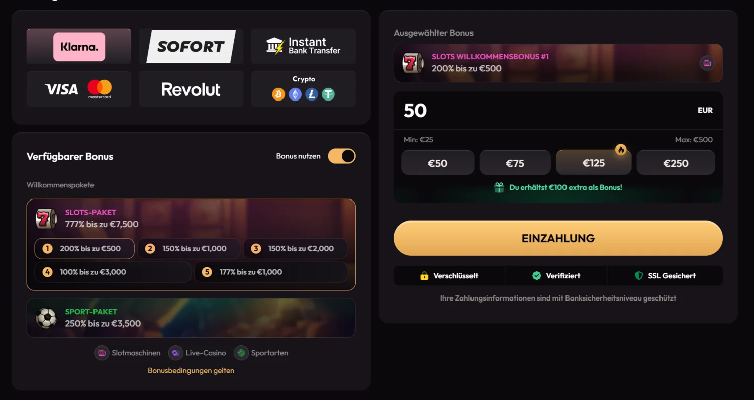 Einzahlung und die Umrechnung im Hintergrund